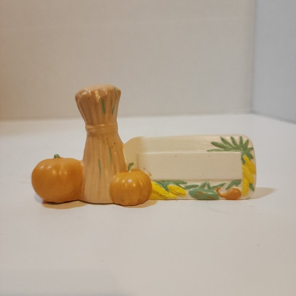 VTG 7 Duncan Fall Haystacks Ceramic Table Placecard Holder Thanksgiving Pumpkins